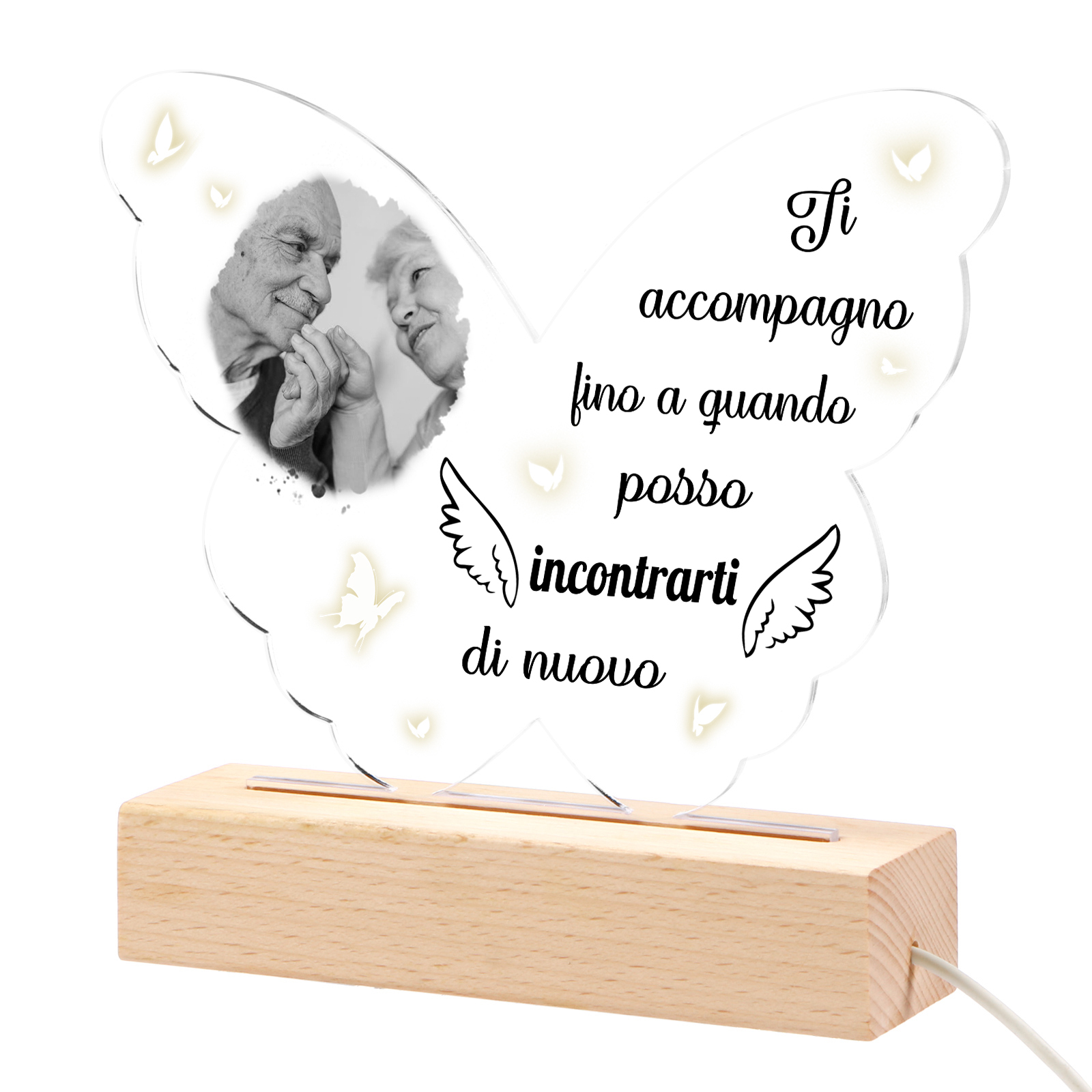 Luce notturna acrilica a forma di farfalla commemorativa personalizzata – Lampada LED con foto personalizzata, regalo di Natale commemorativo | Jessemade
