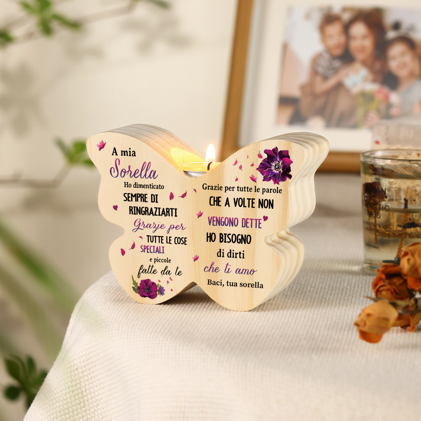 Candeliere/Portacandele in legno a forma di farfalla Decorazione per l