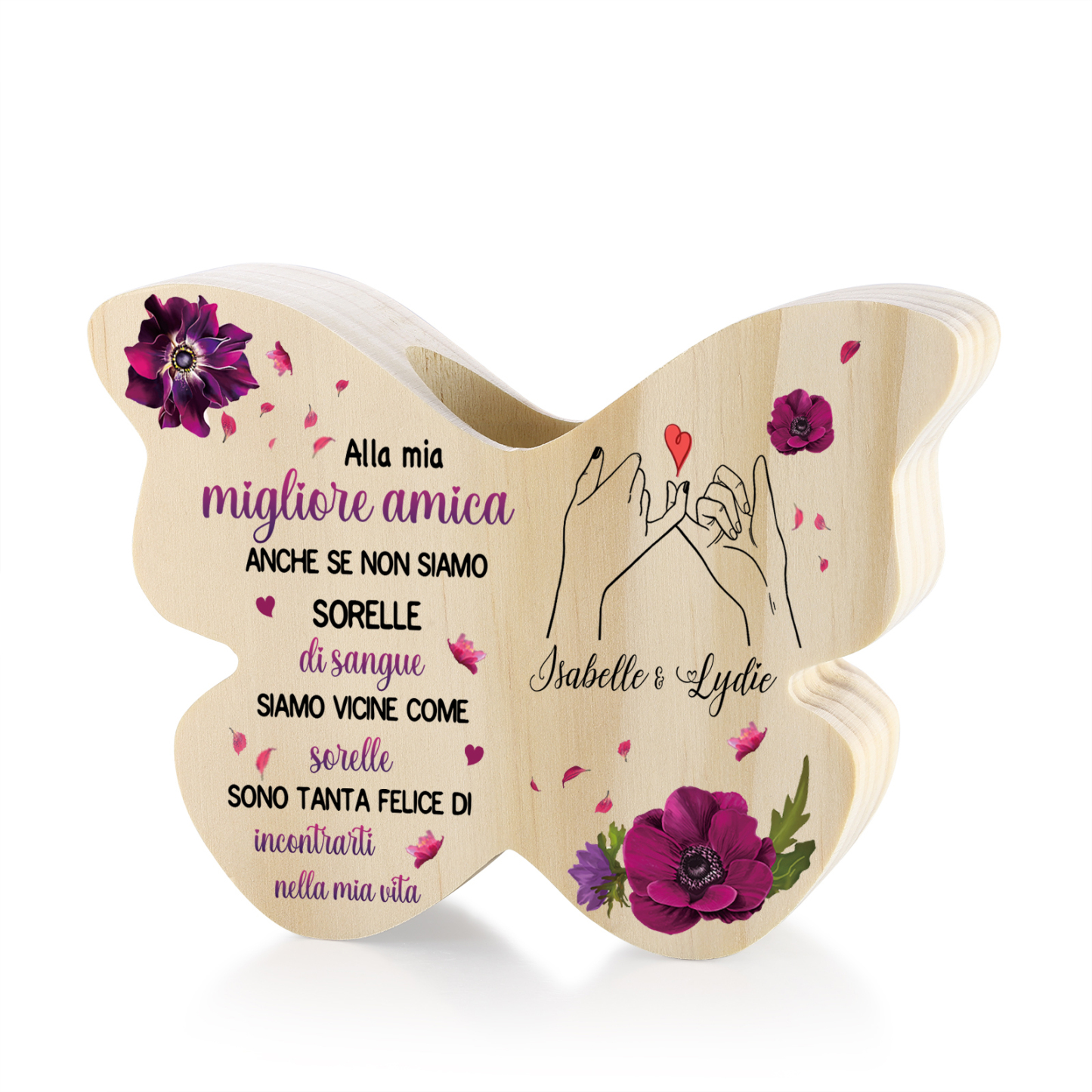 Candeliere personalizzato a forma di farfalla in legno con 2 nomi personalizzati – regalo di Natale per gli amici | Jessemade