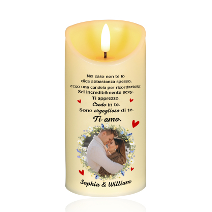 Candela LED Personalizzata con 2 Nomi e 1 Foto - Design con Farfalle e Fiori, Regalo di San Valentino per Lei/Lui | Jessemade