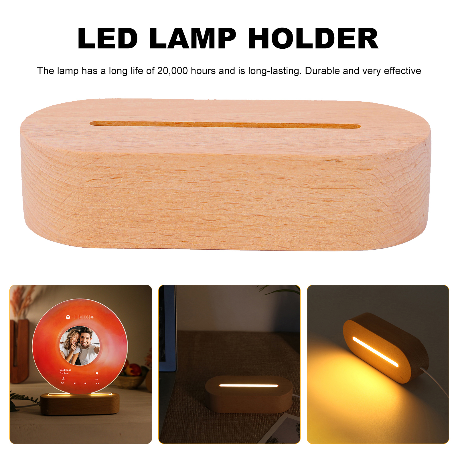 Personalised LED Photo Night Light with Custom Spotify Code, Photo & 2 Texts – 6 Styles Available – Valentine’s Day Gift for Him/Her | Jessemade