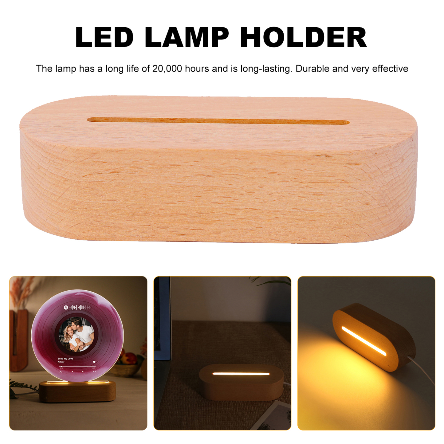 Personalised LED Photo Night Light with Custom Spotify Code, Photo & 2 Texts – 6 Styles Available – Valentine’s Day Gift for Him/Her | Jessemade