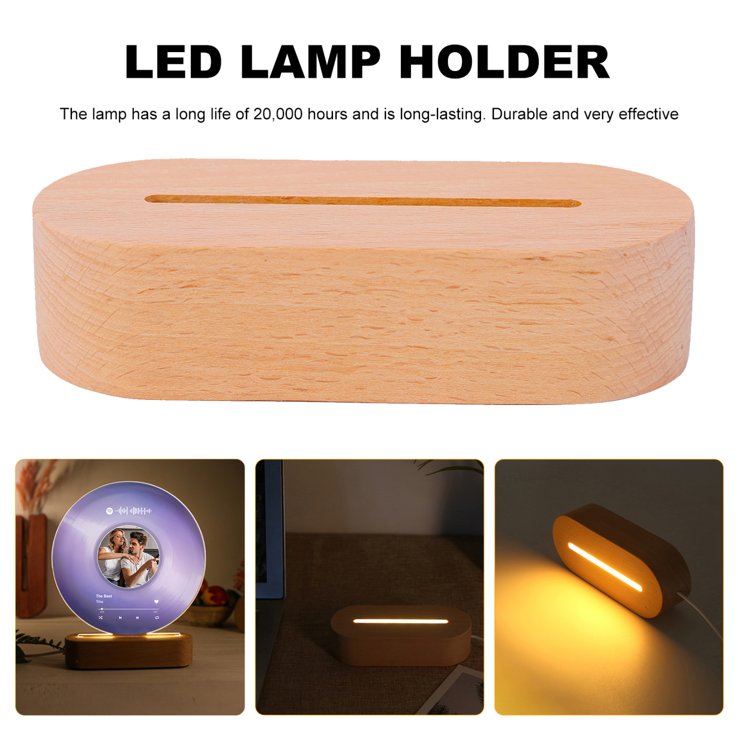 Personalised LED Photo Night Light with Custom Spotify Code, Photo & 2 Texts – 6 Styles Available – Valentine’s Day Gift for Him/Her | Jessemade