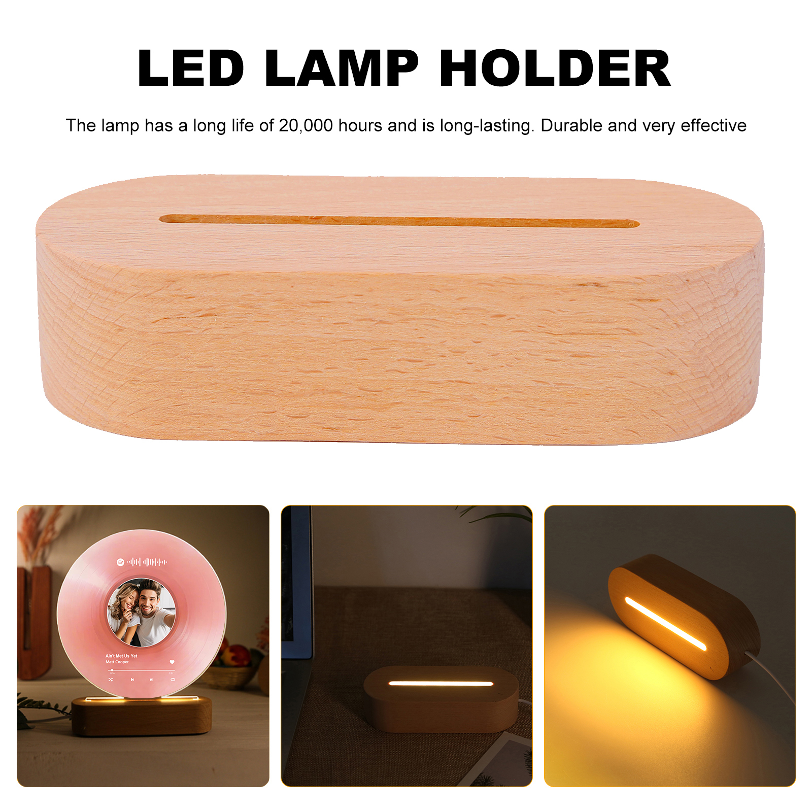 Personalised LED Photo Night Light with Custom Spotify Code, Photo & 2 Texts – 6 Styles Available – Valentine’s Day Gift for Him/Her | Jessemade