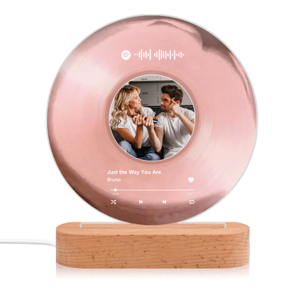 Personalised LED Photo Night Light with Custom Spotify Code, Photo & 2 Texts – 6 Styles Available – Valentine’s Day Gift for Him/Her | Jessemade