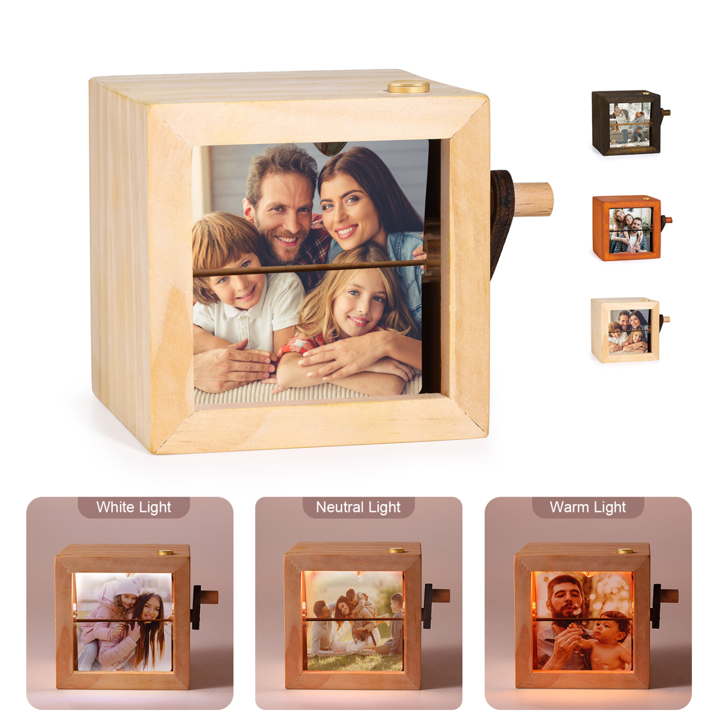 Album Fotografico Manuale Personalizzabile con 8 Foto | Disponibile in 3 Colori (Legno Naturale, Noce Scuro, Giallo) | Idea Regalo per la Famiglia e gli Amici |  Jessemade