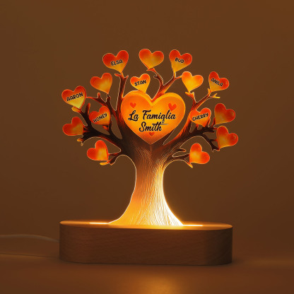 Lampada LED Personalizzata con Albero Genealogico – Con 7 Nomi & 1 Testo – Idea Regalo Perfetta per la Festa della Mamma