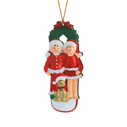 Famiglia in vestito natalizio con cane carino 3 nomi personalizzabili