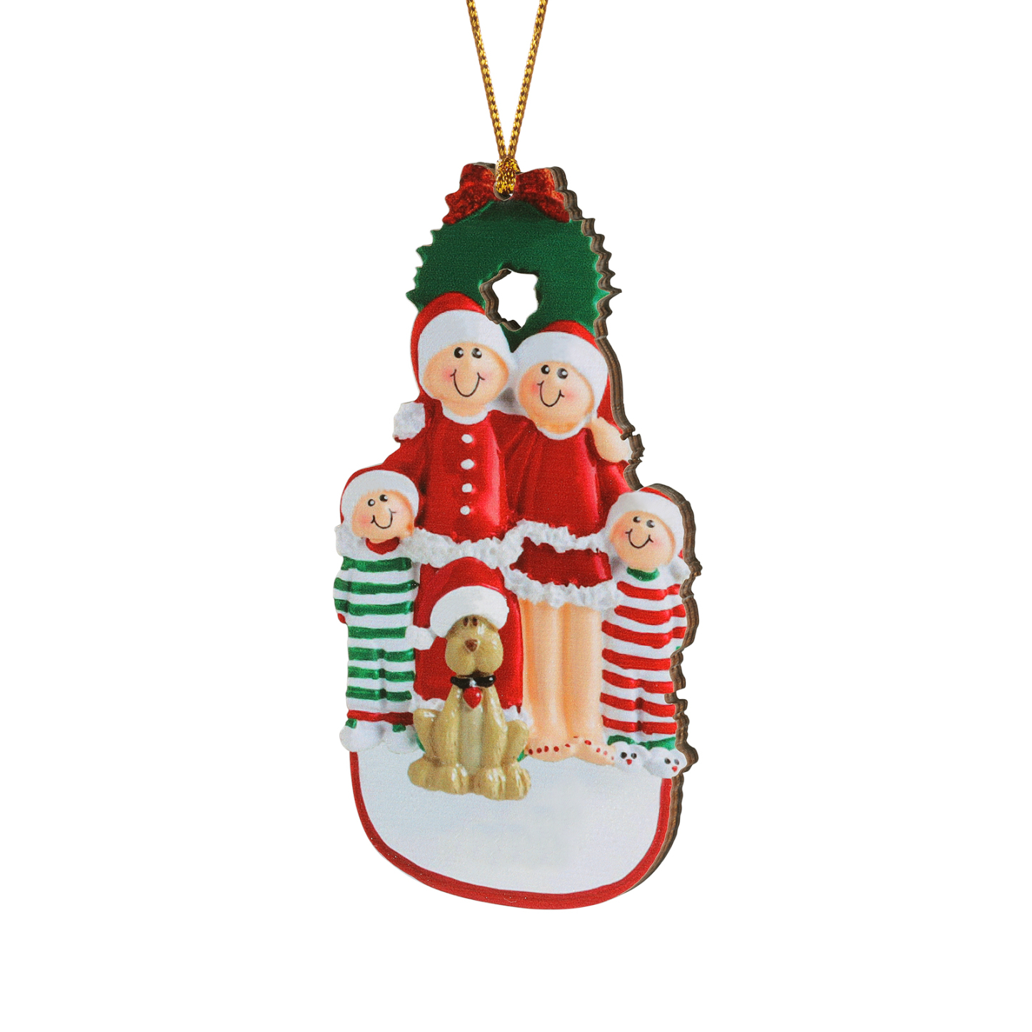 Famiglia in vestito natalizio con cane carino 5 nomi personalizzabili