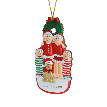 Famiglia in vestito natalizio con cane carino 5 nomi personalizzabili