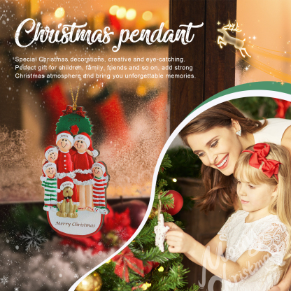 Famiglia in vestito natalizio con cane carino 6 nomi personalizzabili