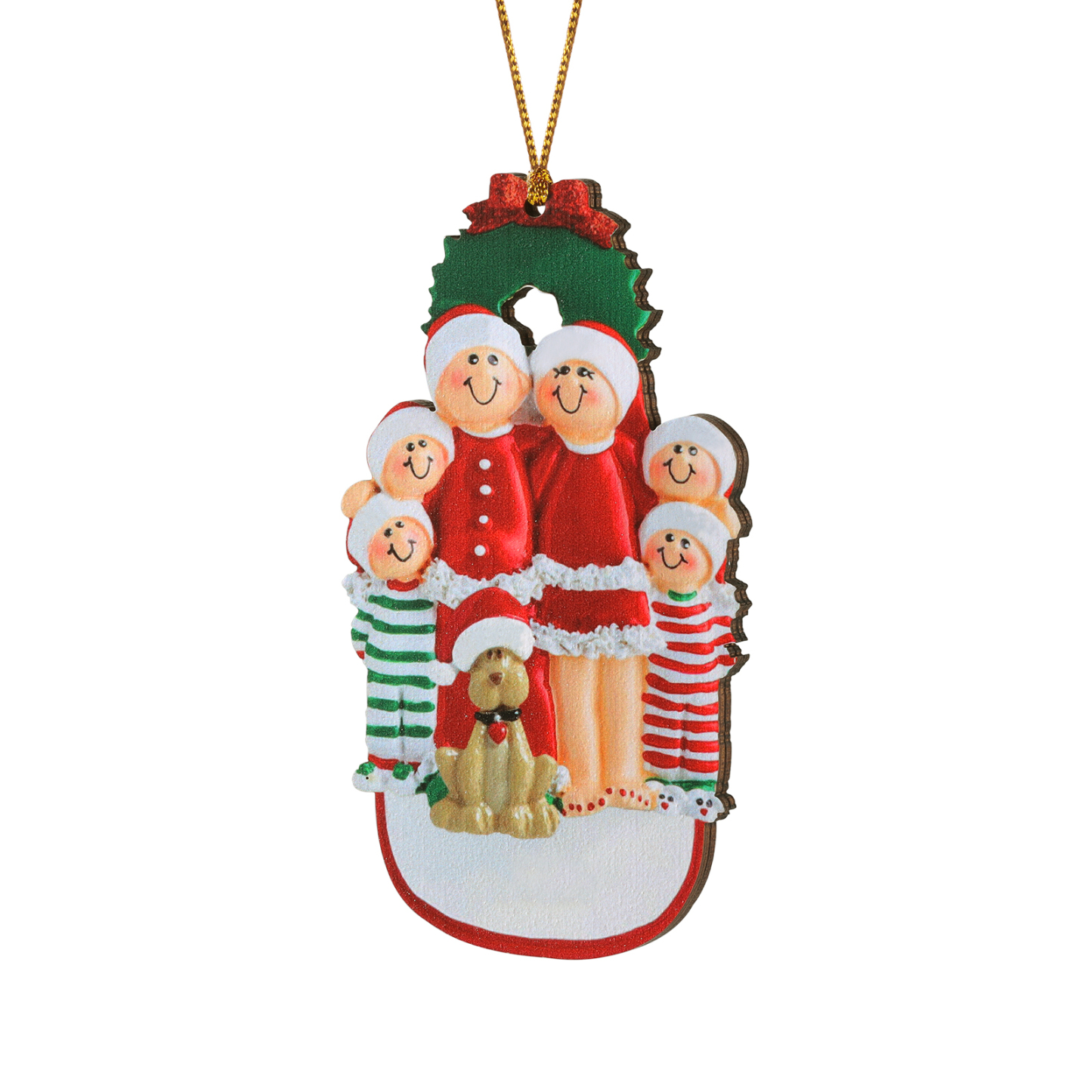 Famiglia in vestito natalizio con cane carino 7 nomi personalizzabili