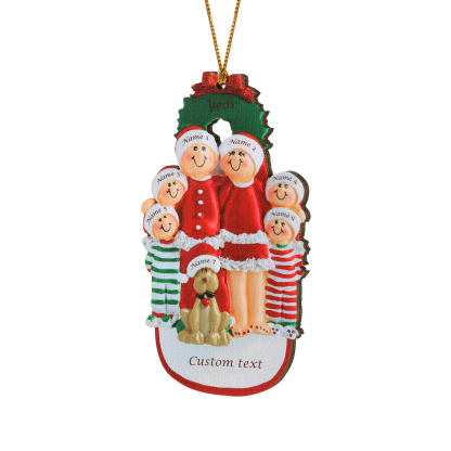 Famiglia in vestito natalizio con cane carino 7 nomi personalizzabili