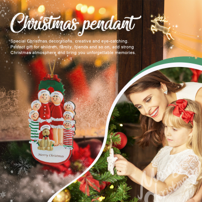 Famiglia in vestito natalizio con cane carino 8 nomi personalizzabili