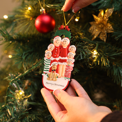 Famiglia in vestito natalizio con cane carino 8 nomi personalizzabili