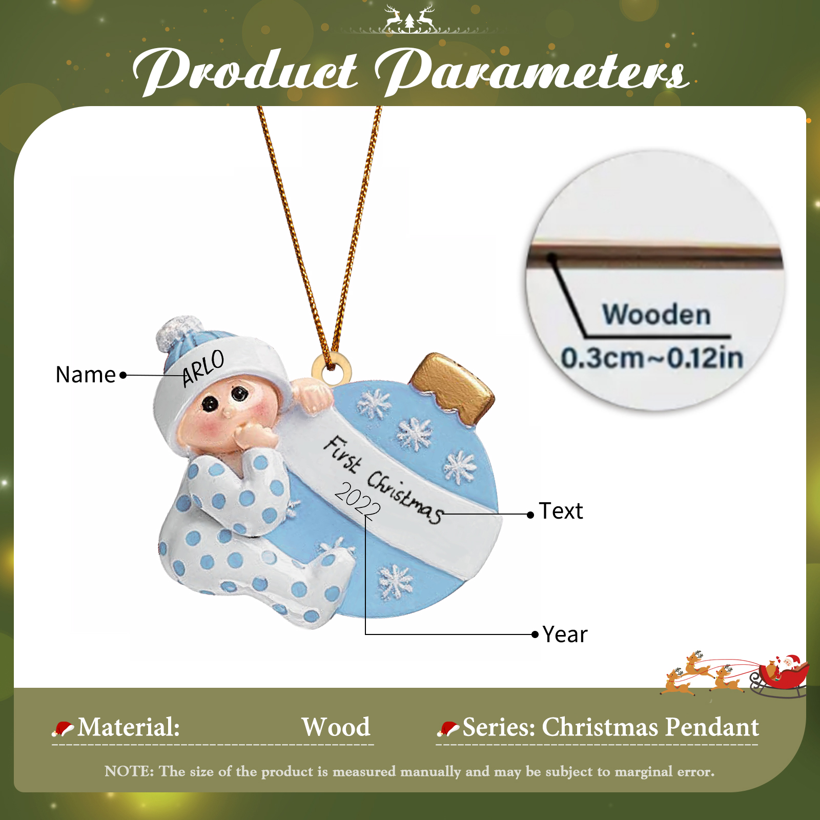 IL MIO 1º NATALE-Ciondolo natalizio per bambino bambina neo nascita nome e data personalizzabile