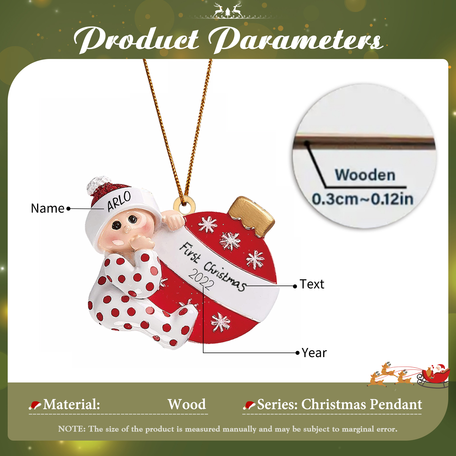 IL MIO 1º NATALE-Ciondolo natalizio per bambino bambina neo nascita nome e data personalizzabile