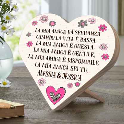 Decorazione targa casa legno cuore personalizzata testo per amici amiche amicizia regalo compleanno trasferimento
