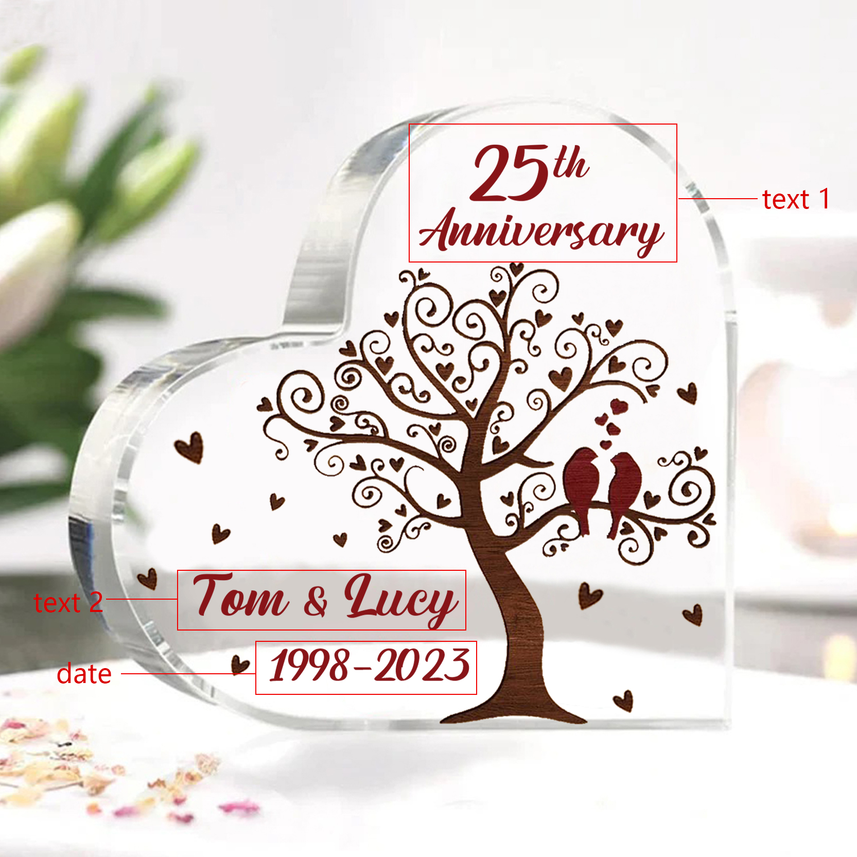 Albero della vita-Deco acrilico per coppia 2 nomi personalizzabili