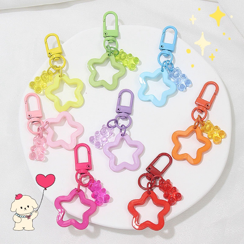 Portachiavi con 1 ciondolo di stella e orsacchiotto