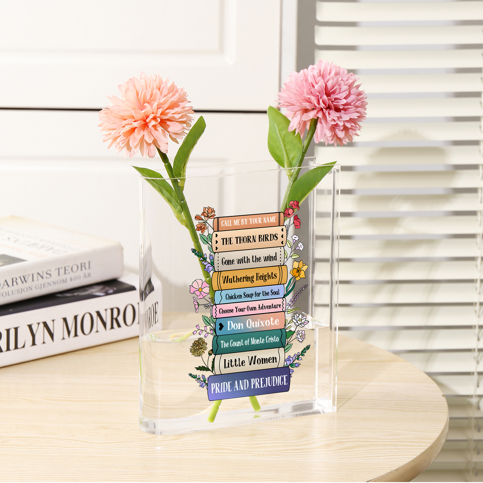 Ornamento in acrilico a forma di libro personalizzato con 10 testi anche usato come un vaso 
