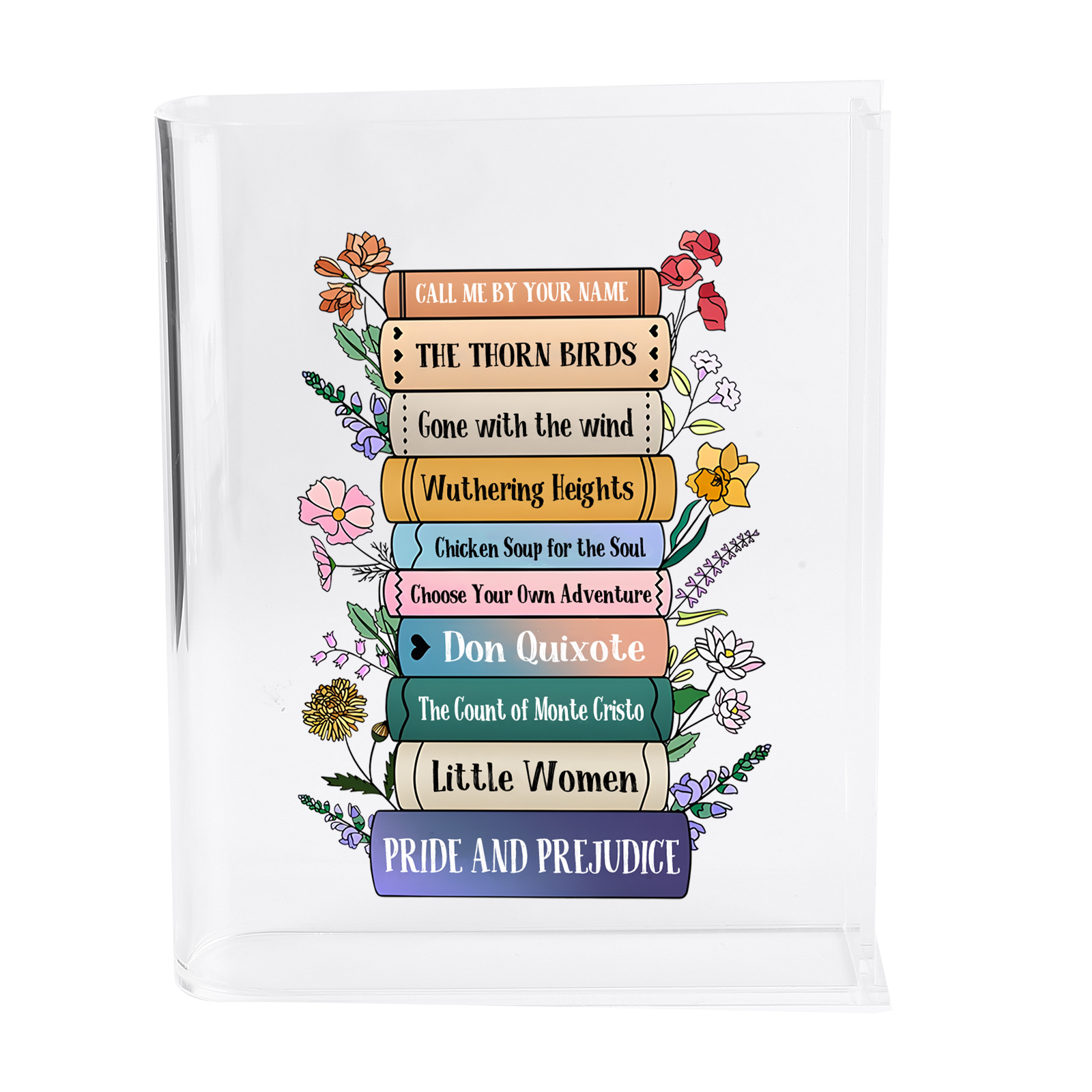 Ornamento in acrilico a forma di libro personalizzato con 10 testi anche usato come un vaso 