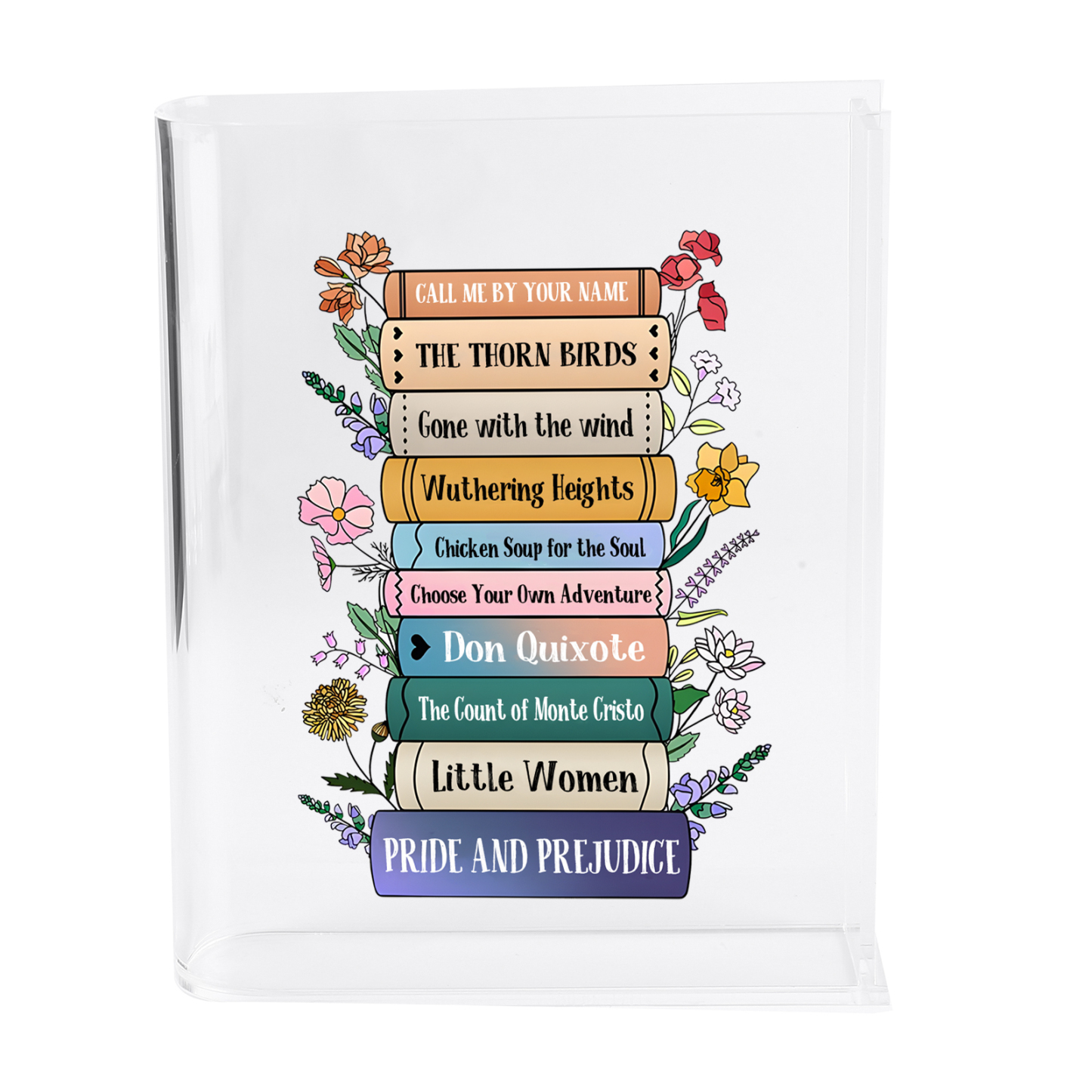 Ornamento in acrilico a forma di libro personalizzato con 10 testi anche usato come un vaso 