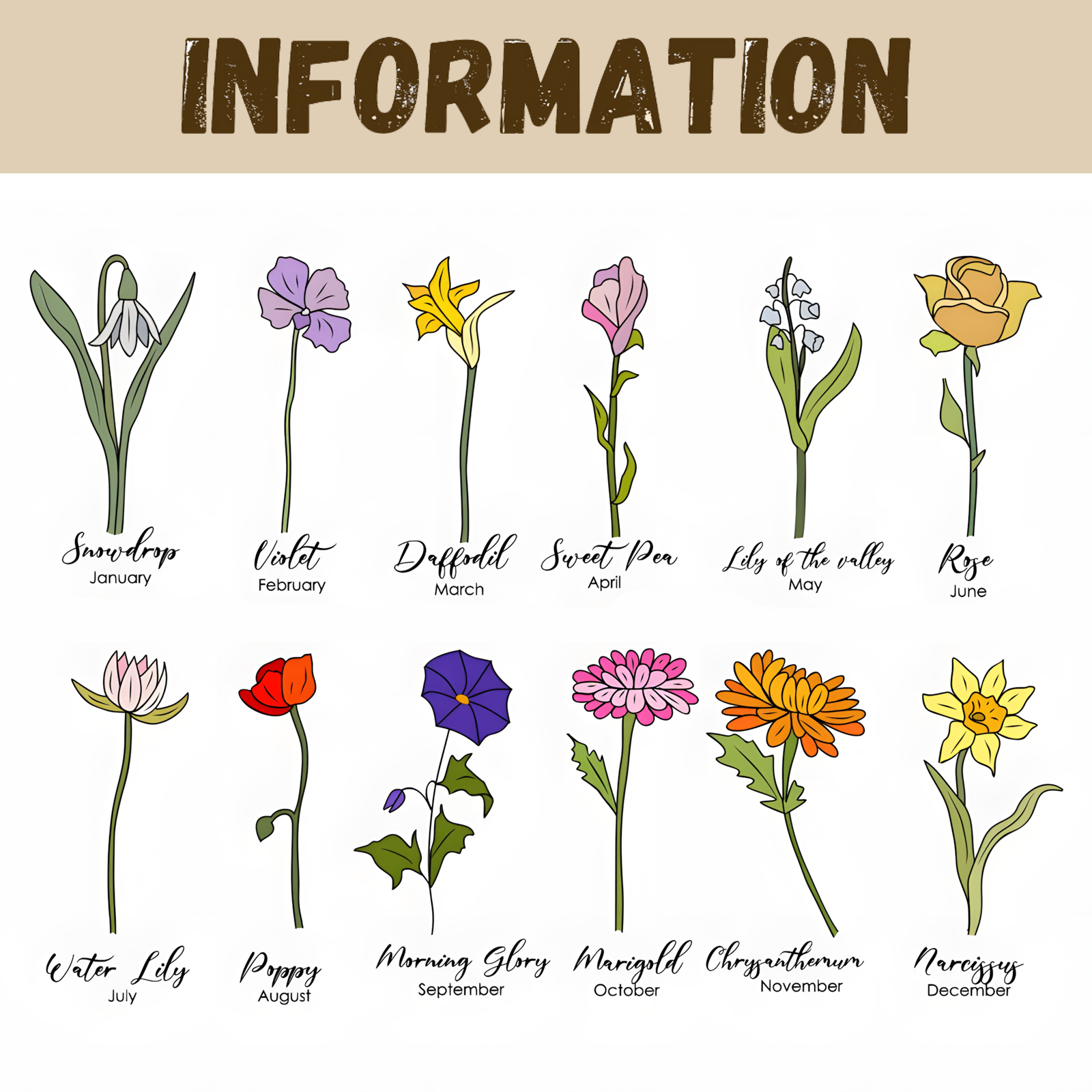 Ornamento in acrilico a forma di libro personalizzato con 3 fiori di nascita e 1 nome e 1 testo anche usato come un vaso 