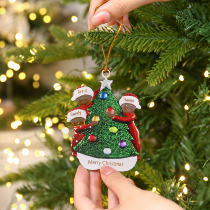Pendente Abbraccio Intorno all'Albero di Natale per auto foto personalizzabile con 3 nomi e 1 testo un tocco unico per Natale