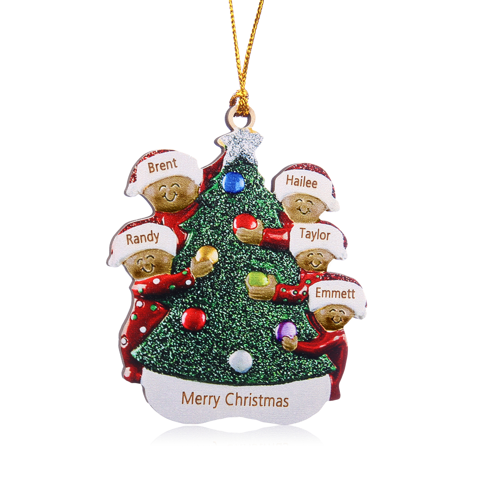Pendente Abbraccio Intorno all'Albero di Natale per auto foto personalizzabile con 5 nomi e 1 testo un tocco unico per Natale