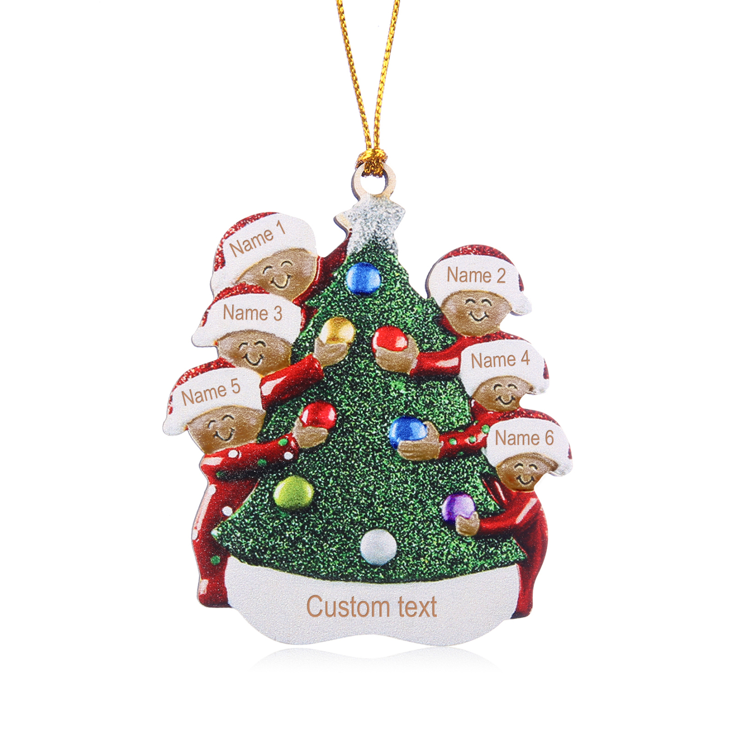 Pendente Abbraccio Intorno all'Albero di Natale per auto foto personalizzabile con 6 nomi e 1 testo un tocco unico per Natale