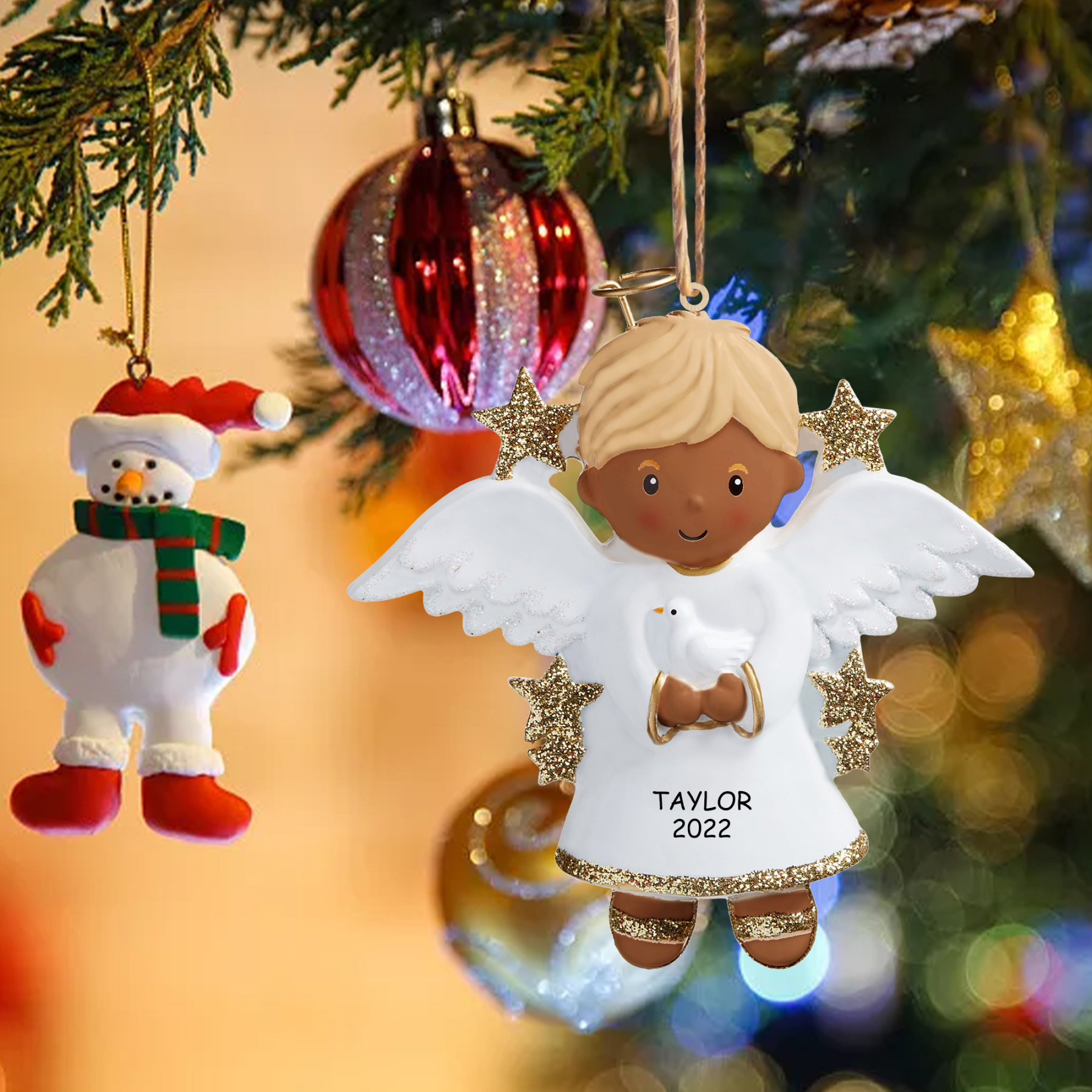 Pendente angela personalizzabile con 1 nome e 1 anno un tocco unico per Natale