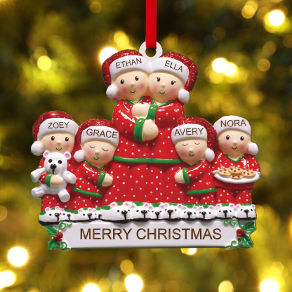 Ornamento natalizio in legno personalizzato 6 nomi e 1 testo regalo di