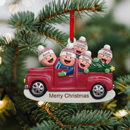 Decorazione Natalizia in Legno Personalizzata con Testo e 5 Nomi - Regalo per Famiglia | Jessemade