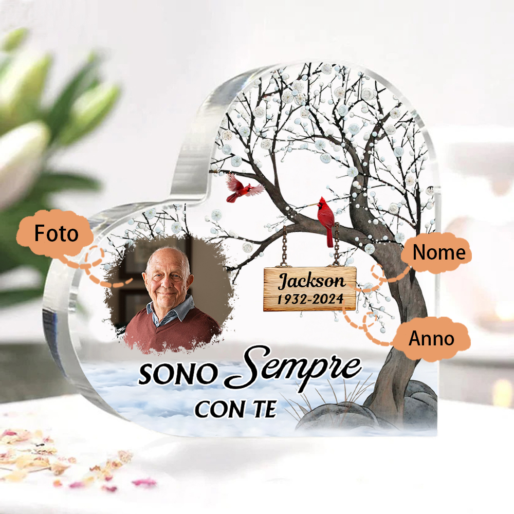 Set Regalo Commemorativo Personalizzato con Barattolo Mason, Bracciale con Ali d'Angelo e Placca Cuore in Acrilico - Foto e Nome Personalizzabili | Jessemade