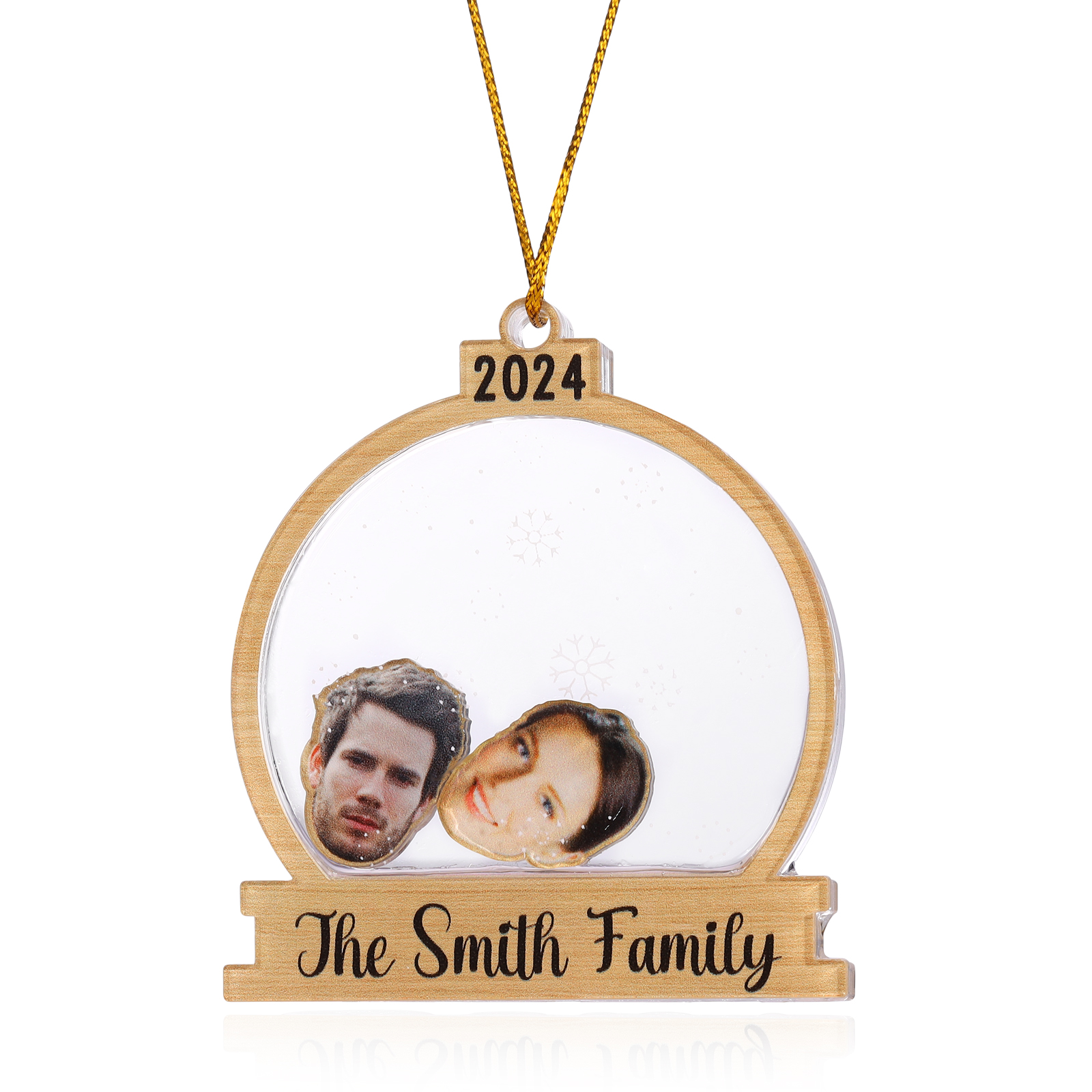 Decorazione Natalizia in Acrilico Personalizza 2-6 Foto, 1 Testo e 1 Data - Design Palla di Neve, Regalo di Natale per Famiglia | Jessemade