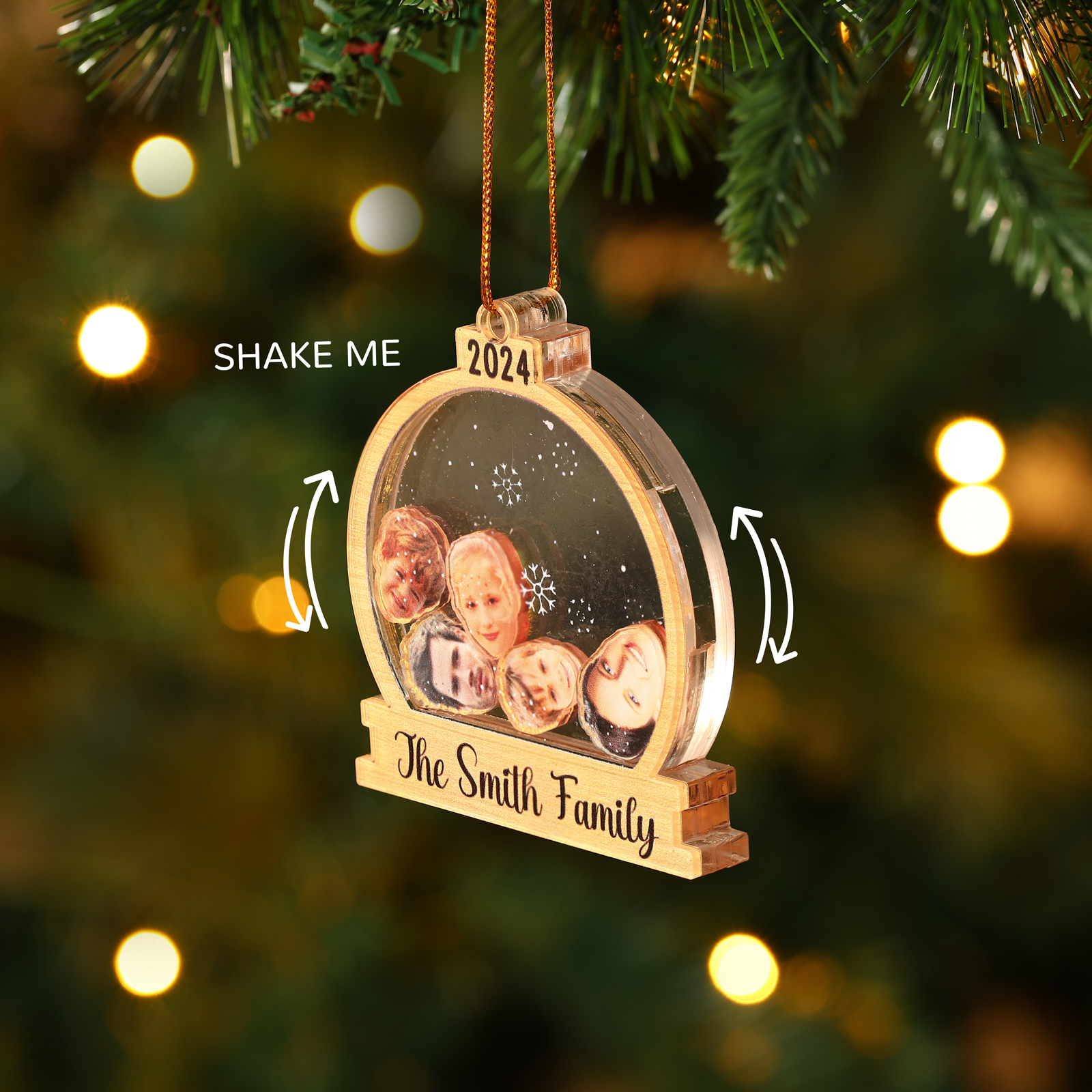 Decorazione Natalizia in Acrilico Personalizza 2-6 Foto, 1 Testo e 1 Data - Design Palla di Neve, Regalo di Natale per Famiglia | Jessemade