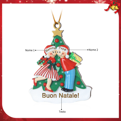 Pendente natalizio personalizzato per i membri della famiglia 2 nomi personalizzati Decorazione dell'Albero di Natale