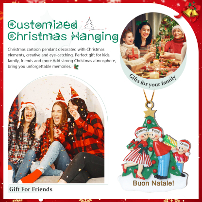 Pendente natalizio personalizzato per i membri della famiglia 3 nomi personalizzati Decorazione dell'Albero di Natale
