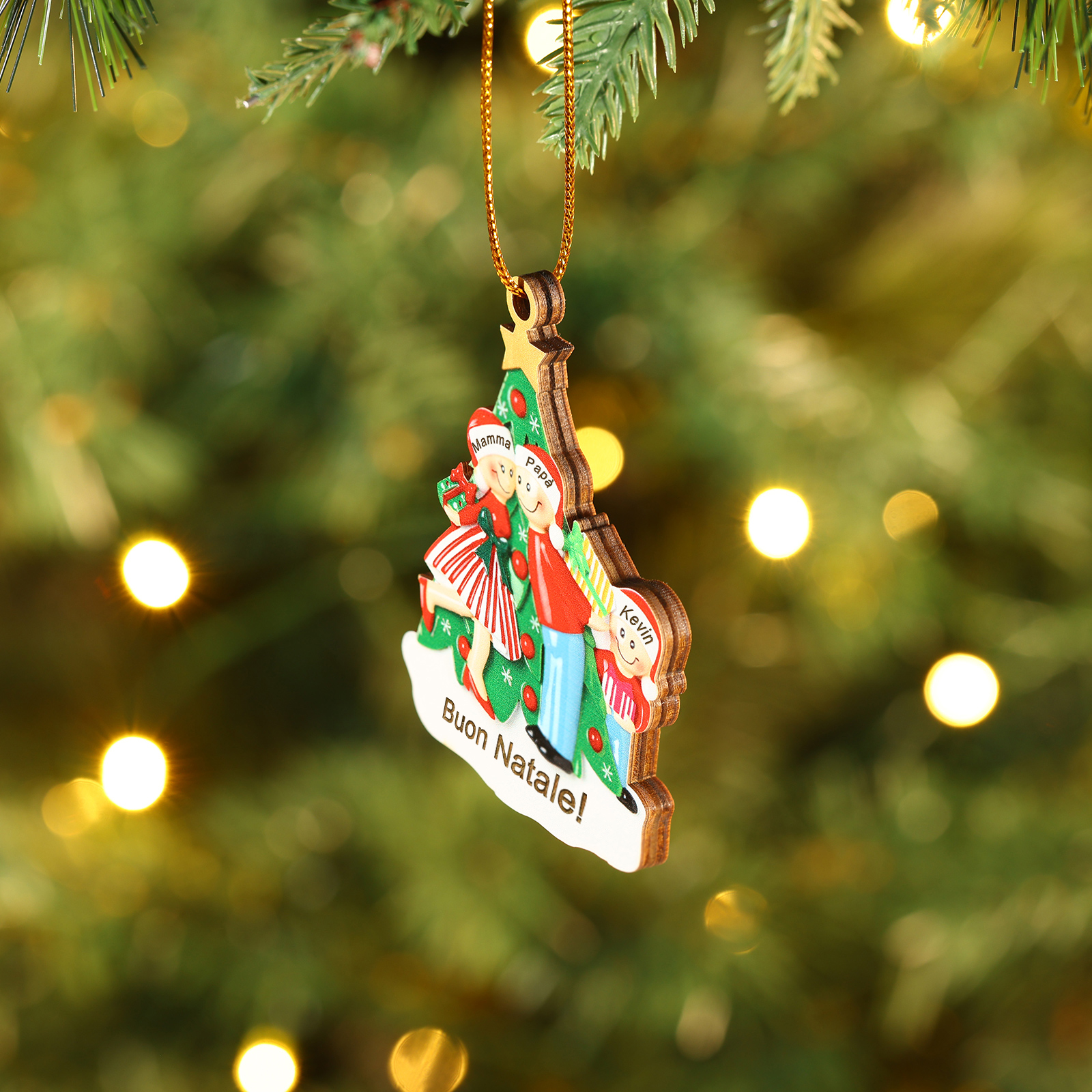 Pendente natalizio personalizzato per i membri della famiglia 3 nomi personalizzati Decorazione dell'Albero di Natale