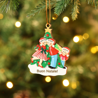 Pendente natalizio personalizzato per i membri della famiglia 3 nomi personalizzati Decorazione dell'Albero di Natale
