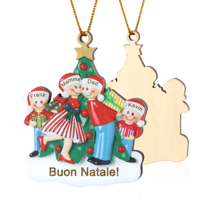Pendente natalizio personalizzato per i membri della famiglia 4 nomi personalizzati Decorazione dell'Albero di Natale