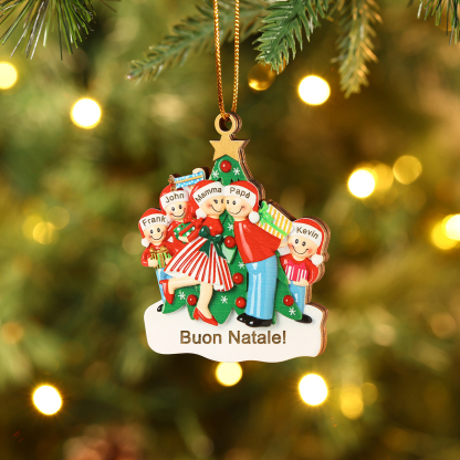 Pendente natalizio personalizzato per i membri della famiglia 5 nomi personalizzati Decorazione dell'Albero di Natale