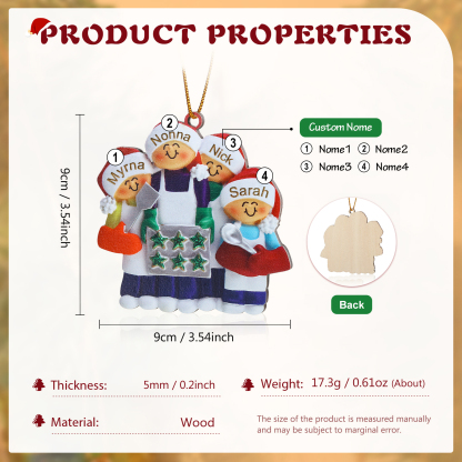 "Mia Nonna è la migliore cuoca " Pendente di Natale Personalizzato in legno per la nonna 4 Nomi personalizzati 
