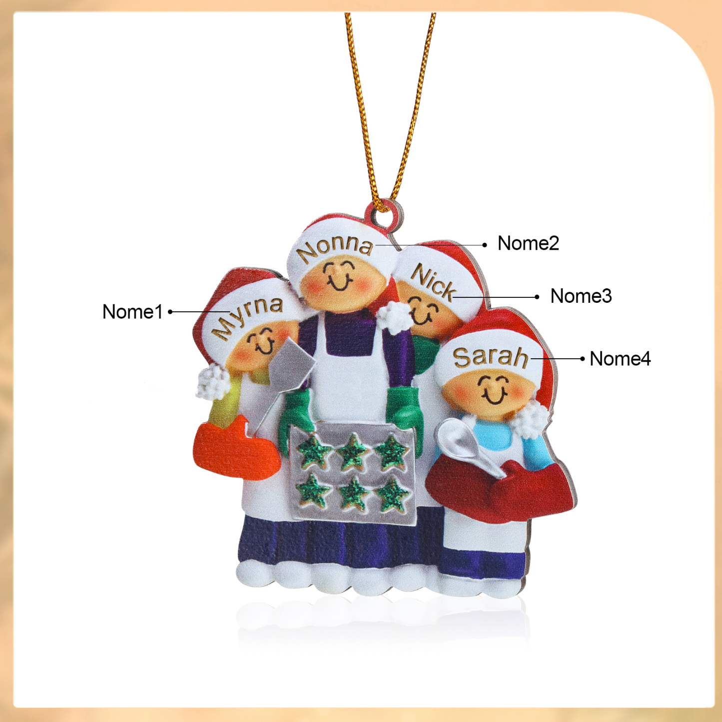 "Mia Nonna è la migliore cuoca " Pendente di Natale Personalizzato in legno per la nonna 4 Nomi personalizzati 