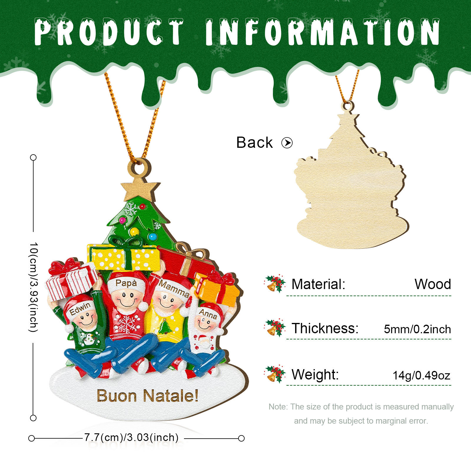 Decorazione Natalizia personalizzato 1-4 nomi personalizzati Decorazione albero di Natale per la famiglia Regalo di Natale | Jessemade