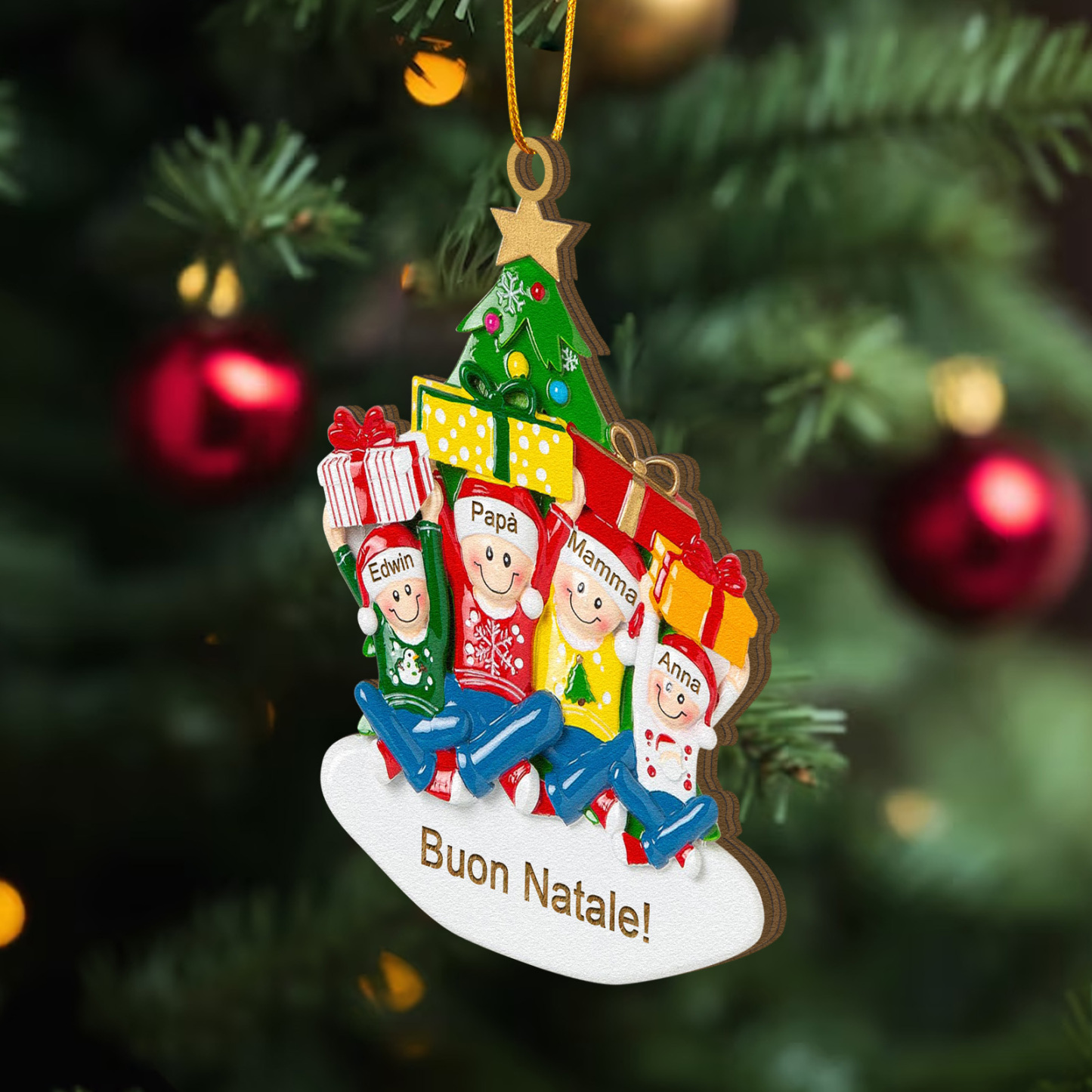 Decorazione Natalizia personalizzato 1-4 nomi personalizzati Decorazione albero di Natale per la famiglia Regalo di Natale | Jessemade