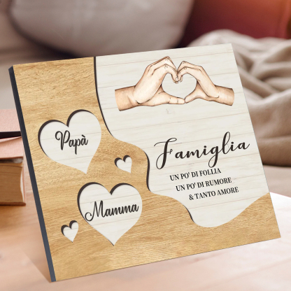 Targa Natalizia Personalizzata con Mani Unite in Legno – Nomi Personalizzati 2-7, Cuore e Famiglia – Regalo di Natale per la Famiglia | Jessemade