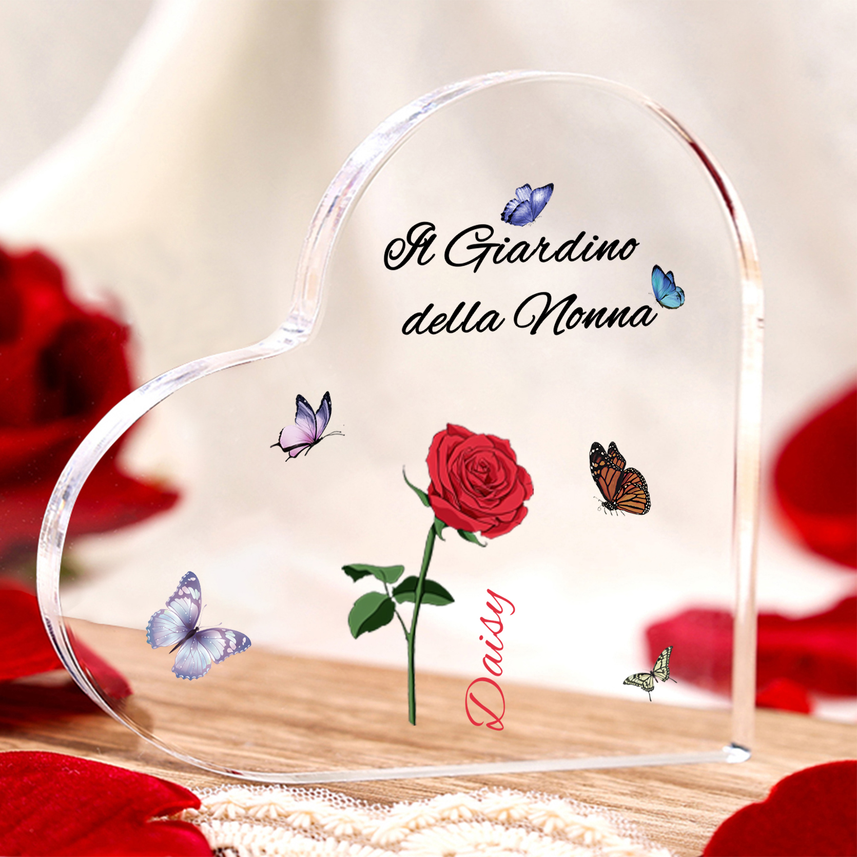 Targa Cuore in Acrilico Personalizzata - Nome e Testo Personalizzati, Regalo per Famiglia | Jessemade