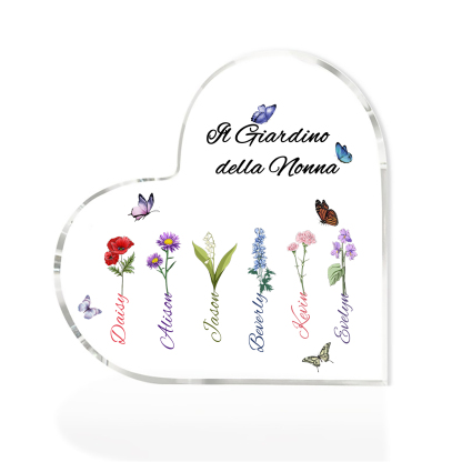 Targa Cuore in Acrilico Personalizzata - 6 Nome e Testo Personalizzati, Regalo per Famiglia | Jessemade